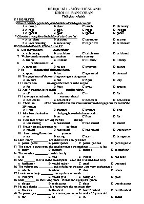 Đề thi học kỳ I môn Tiếng Anh Lớp 11 (Ban cơ bản)
